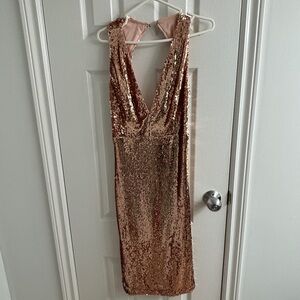 MADE TO SPARKLE SEQUIN DRESS, ROSE GOLD
